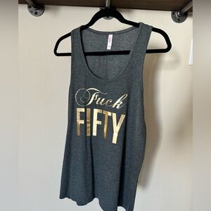 Fun “50” Gray Graphic Tank Top
